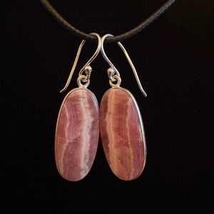 Rhodochrosite Stone Sterling Silver Earrings